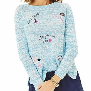 NWT Lilly Pulitzer Danette Sweater Sailabration Embroidery